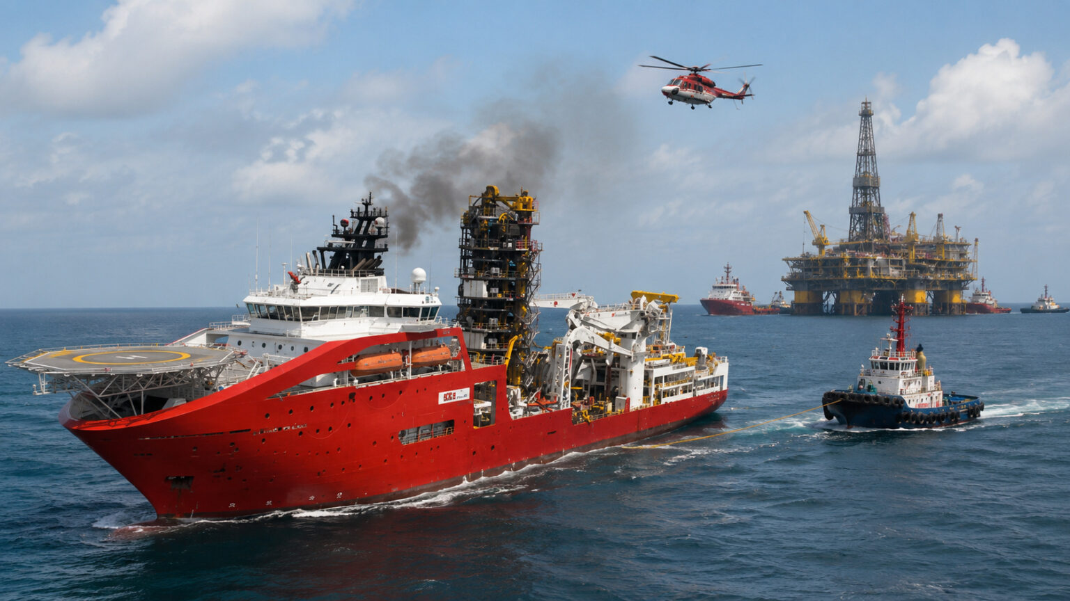 navio-de-apoio-offshore-da-dof-emite-“mayday”-apos-principio-de-incendio-na-bacia-de-campos;-embarcacao-foi-rebocada-e-caso-mobiliza-marinha-e-petrobras