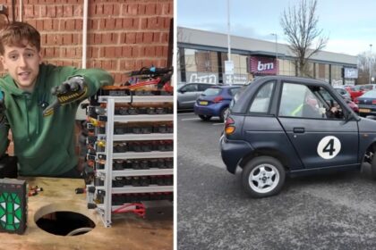baterias-de-vapes-descartados-movem-carro-eletrico-por-29-quilometros-apos-britanico-reunir-mais-de-500-celulas,-montar-pacote-de-50-volts-impresso-em-3d-e-recarrega-lo-por-usb-c,-experimento-que-atingiu-cerca-de-56-km/h-e-expos-quanta-energia-ainda-vai-p
