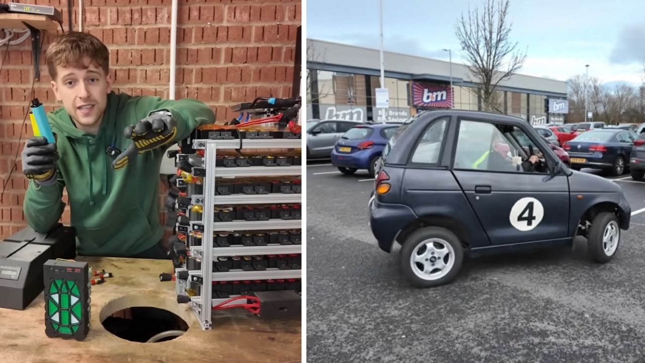 baterias-de-vapes-descartados-movem-carro-eletrico-por-29-quilometros-apos-britanico-reunir-mais-de-500-celulas,-montar-pacote-de-50-volts-impresso-em-3d-e-recarrega-lo-por-usb-c,-experimento-que-atingiu-cerca-de-56-km/h-e-expos-quanta-energia-ainda-vai-p