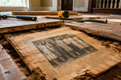 pedreiro-arranca-o-piso-de-uma-casa-durante-a-reforma-e-encontra-um-jornal-escondido-havia-quase-80-anos,-mas-o-dono-olha-a-pagina-de-1946-e-reconhece-na-fotografia-a-propria-mae,-que-nunca-viveu-no-imovel-e-agora-ficara-eternizada-na-parede-da-residencia