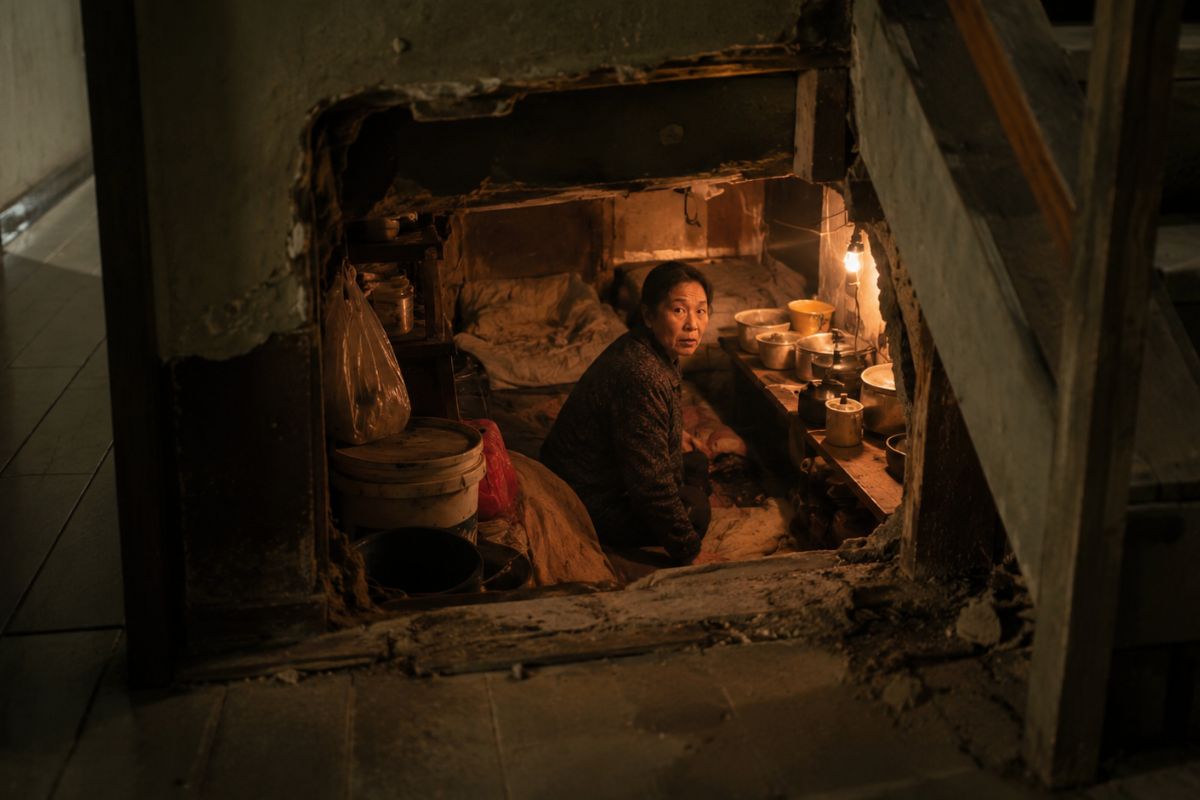 sete-anos-depois-de-comprar-a-casa-e-nunca-desconfiar-da-parede-atras-da-escada,-um-morador-da-china-achou-uma-entrada-secreta-e-descobriu-que-a-antiga-proprietaria-continuava-morando-escondida-dentro-do-imovel