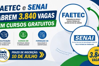 faetec-e-senai-rj-abrem-3.840-vagas-em-cursos-gratuitos-sobre-tecnologia,-gastronomia,-construcao-civil-e-logistica,-com-inscricoes-ate-10-de-julho;-veja-como-se-inscrever