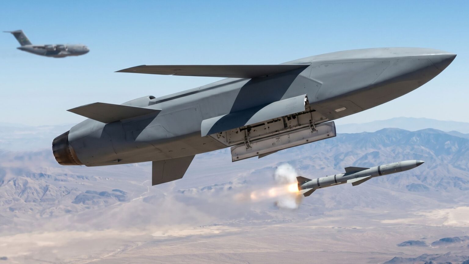 o-drone-que-nasce-debaixo-de-um-caca-e-vira-cacador-no-ceu:-x-68a-longshot-sera-lancado-por-um-f-15,-voara-a-frente-dos-pilotos-e-tenta-mudar-o-combate-aereo-ao-transformar-avioes-tripulados-em-plataformas-mae-de-alcance-muito-maior