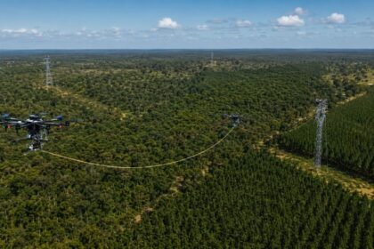 em-vez-de-abrir-uma-faixa-na-mata-e-mandar-equipes-para-dentro,-a-maior-fabrica-de-celulose-do-mundo-usou-drones-para-levar-pelo-ar-as-cordas-dos-cabos-de-alta-tensao-e-poupou-33-hectares-de-vegetacao-nativa-em-mato-grosso-do-sul